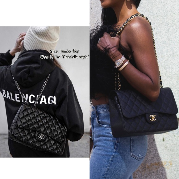 Authentic Chanel classic Black quilted lambskin Jumbo in SHW - Picture 6 of 17